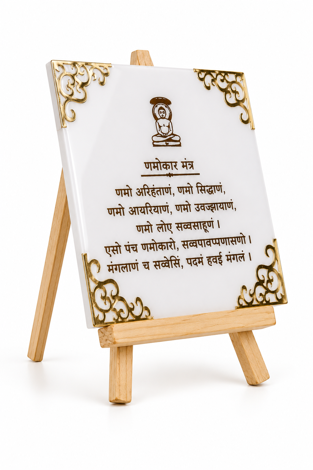 Navkar Mantra Resin Art Frame with Stand – Handcrafted Jain Decor