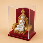 Shri Mahavir Swami Murti (999 Silver Plated) with Case | Jain Idol for Home & Gifting