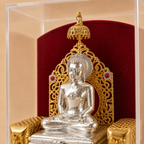 Shri Mahavir Swami Murti (999 Silver Plated) with Case | Jain Idol for Home & Gifting