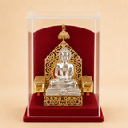 Shri Mahavir Swami Murti (999 Silver Plated) with Case | Jain Idol for Home & Gifting