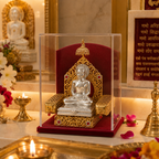Shri Mahavir Swami Murti (999 Silver Plated) with Case | Jain Idol for Home & Gifting