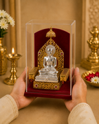 Shri Mahavir Swami Murti (999 Silver Plated) with Case | Jain Idol for Home & Gifting
