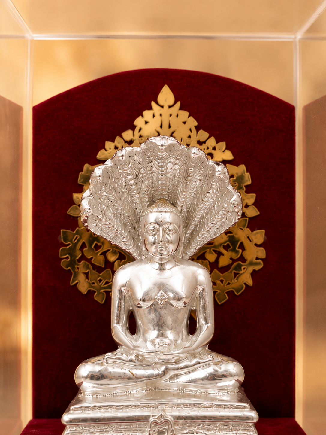 Shri Parasnath Swami Murti with Sheshnag (999 Silver Plated) | Jain Idol with Case for Home & Gifting