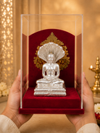 Shri Parasnath Swami Murti with Sheshnag (999 Silver Plated) | Jain Idol with Case for Home & Gifting