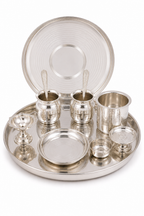 Silver Plated Jain Pooja Thali Set 11 Pcs – Complete Ritual Kit